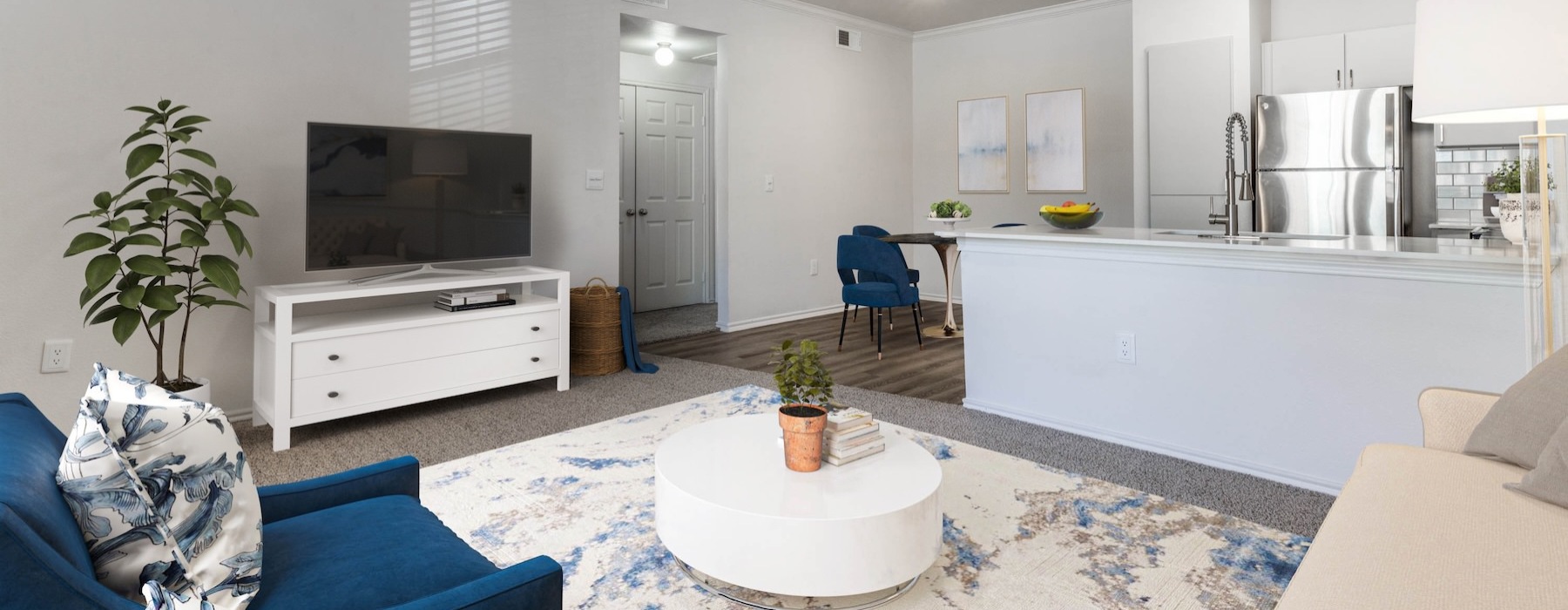 a living room with a tv and a couch