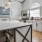 a kitchen with a dining table